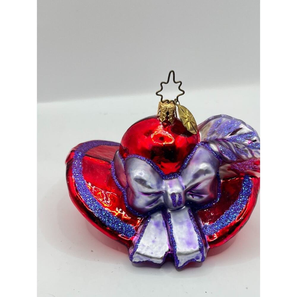 vtg Christopher RADKO Xmas ornament RED HAT HATTER ladies society #1011272 glass